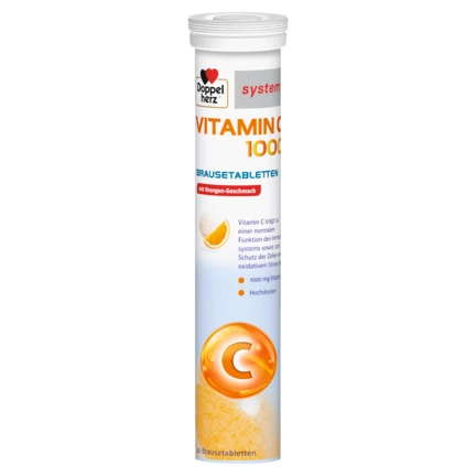 Abbildung der Produktverpackung Doppelherz system VITAMIN C 1000 BRAUSETABLETTEN Seitenansicht links